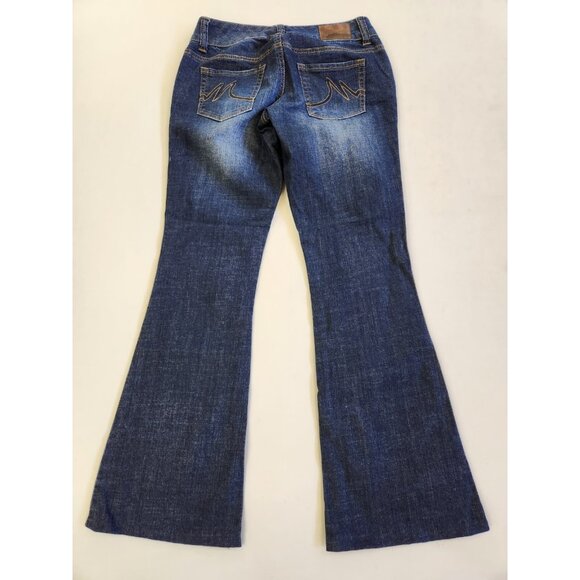 Maurices Women 0 Reg Low Rise Double Button Flare Leg Whiskered Fading Y2K - Picture 8 of 10